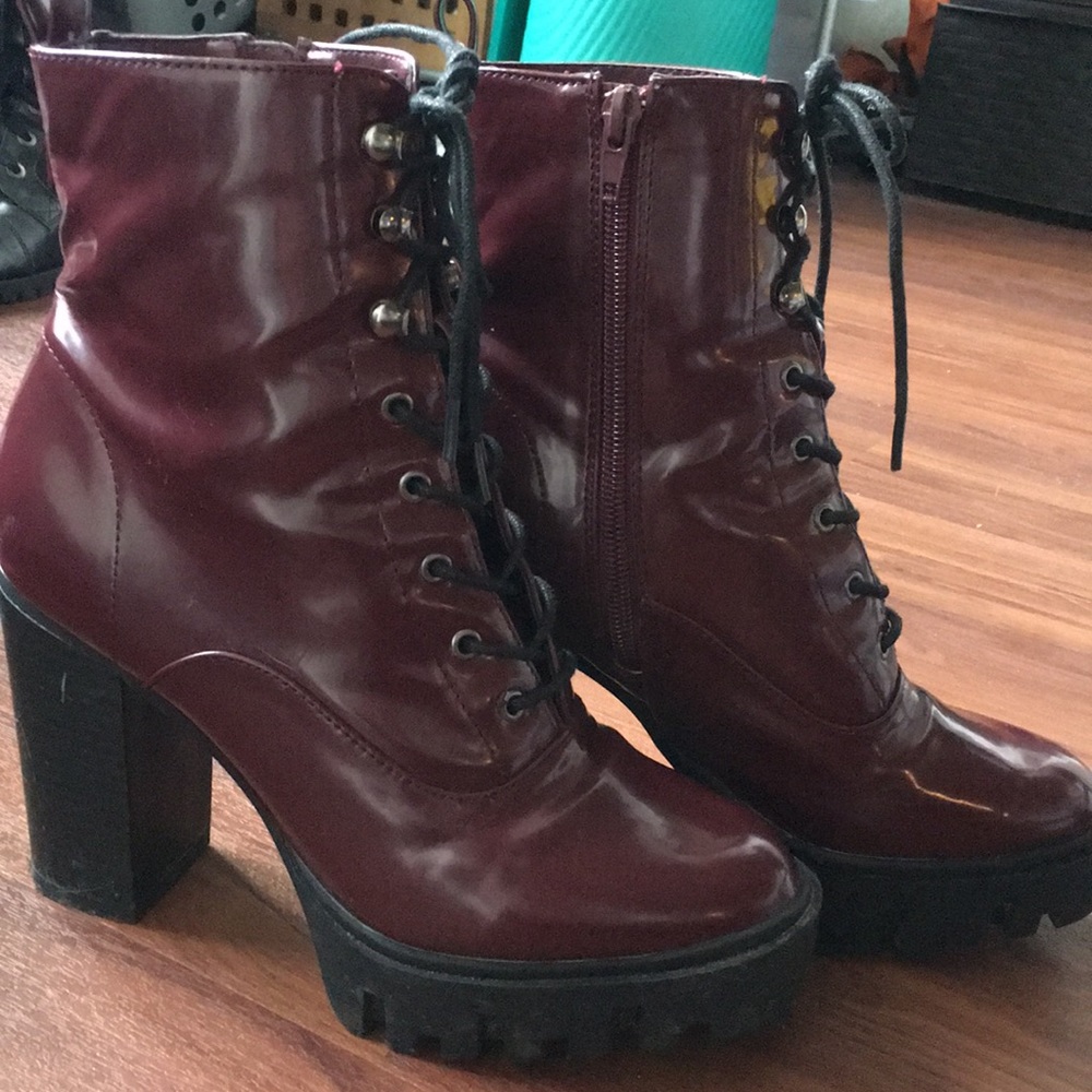 Forever 21 Boots Burgundy